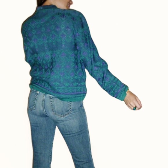 Vintage Cardigan by GEIGER | Sweater | Geo Pattern | Size EU 40 / US Medium - Picture 3 of 8